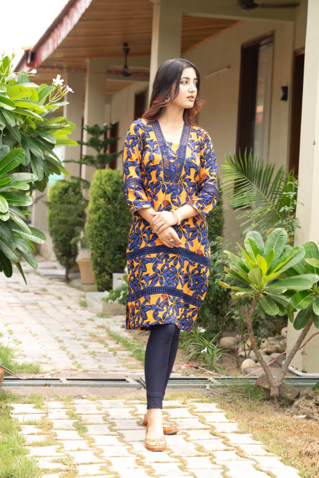 BLUE FLOWER KURTI + MULTICOLOURED FLOWERED KURTI