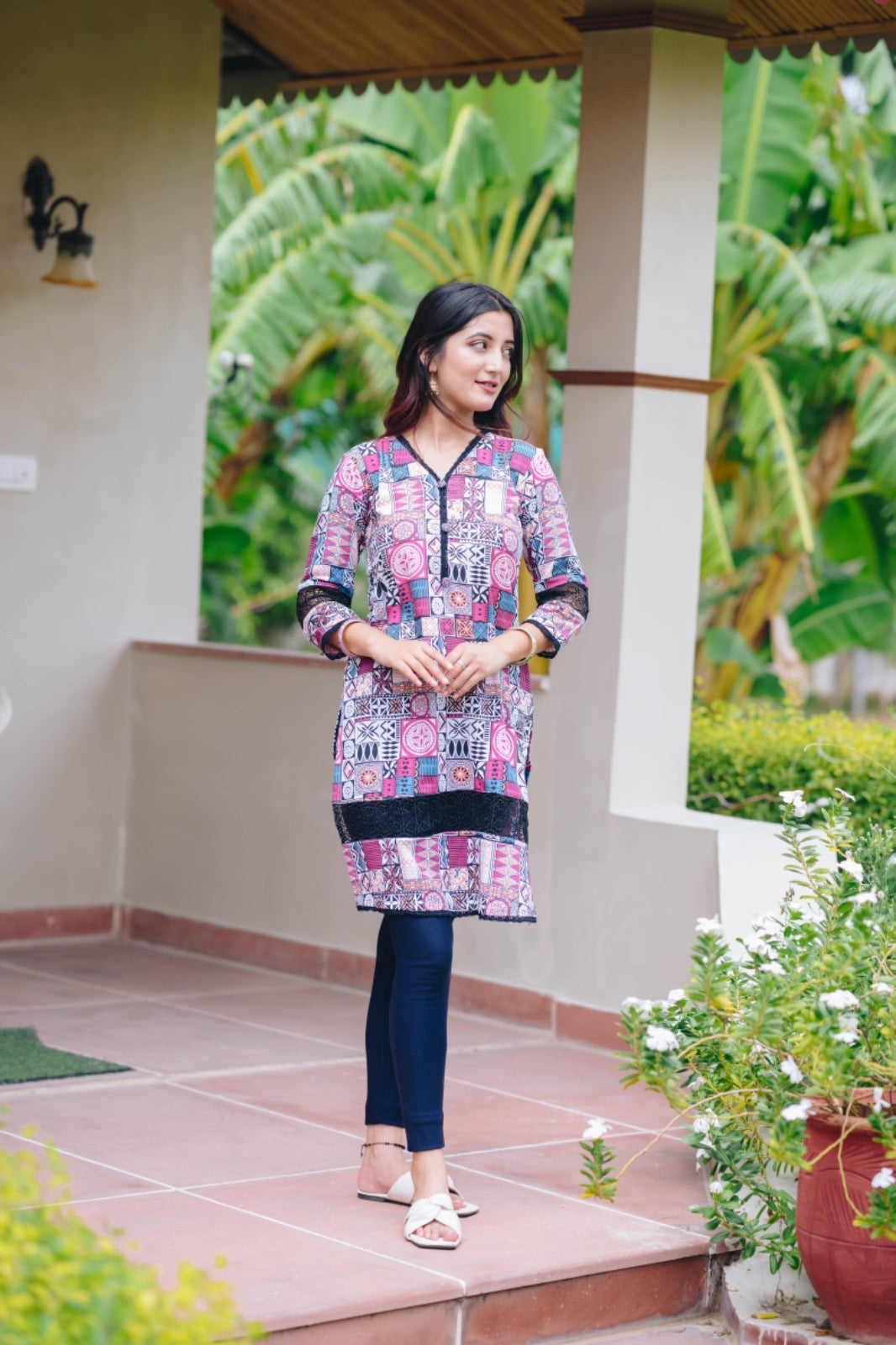 Pink Block print kurta