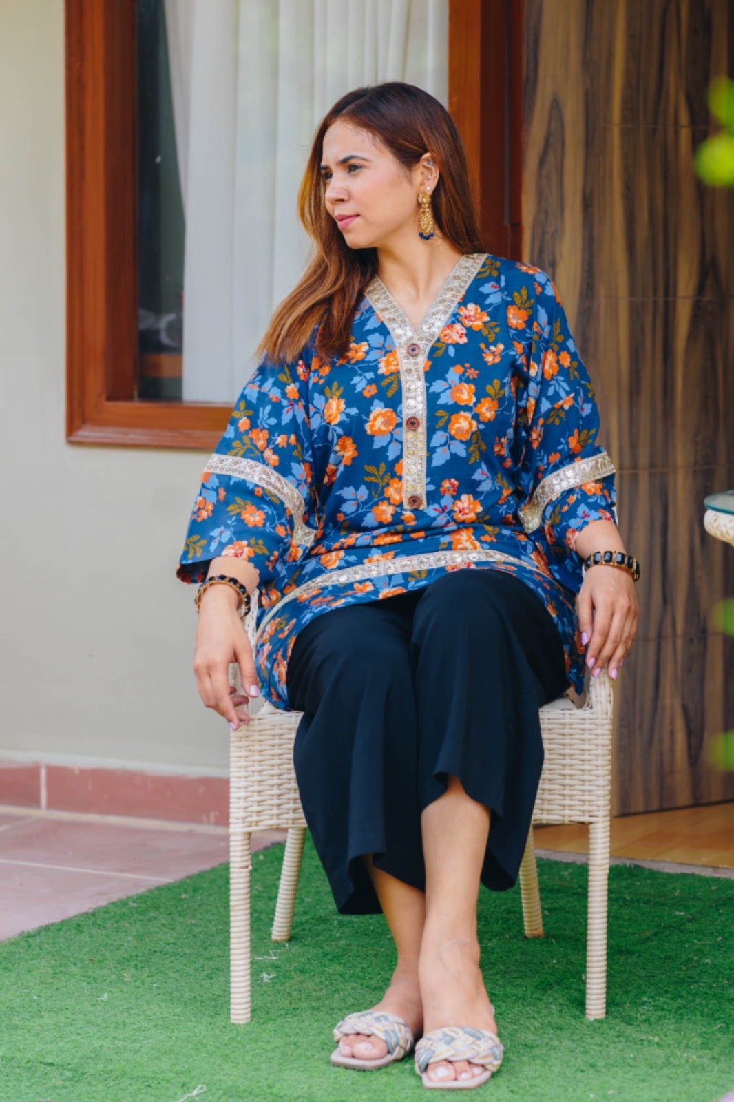 Floral loose fitted COTTON kaftan