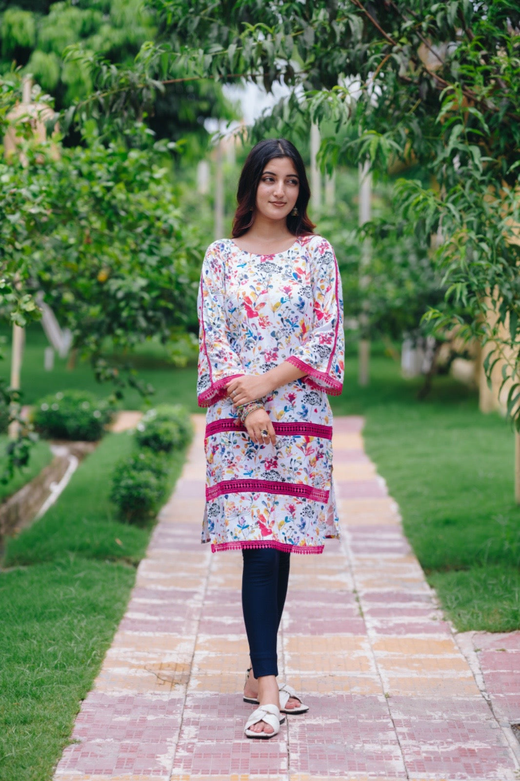 Multicoloured floral COTTON Kurta (Pakistani collection)