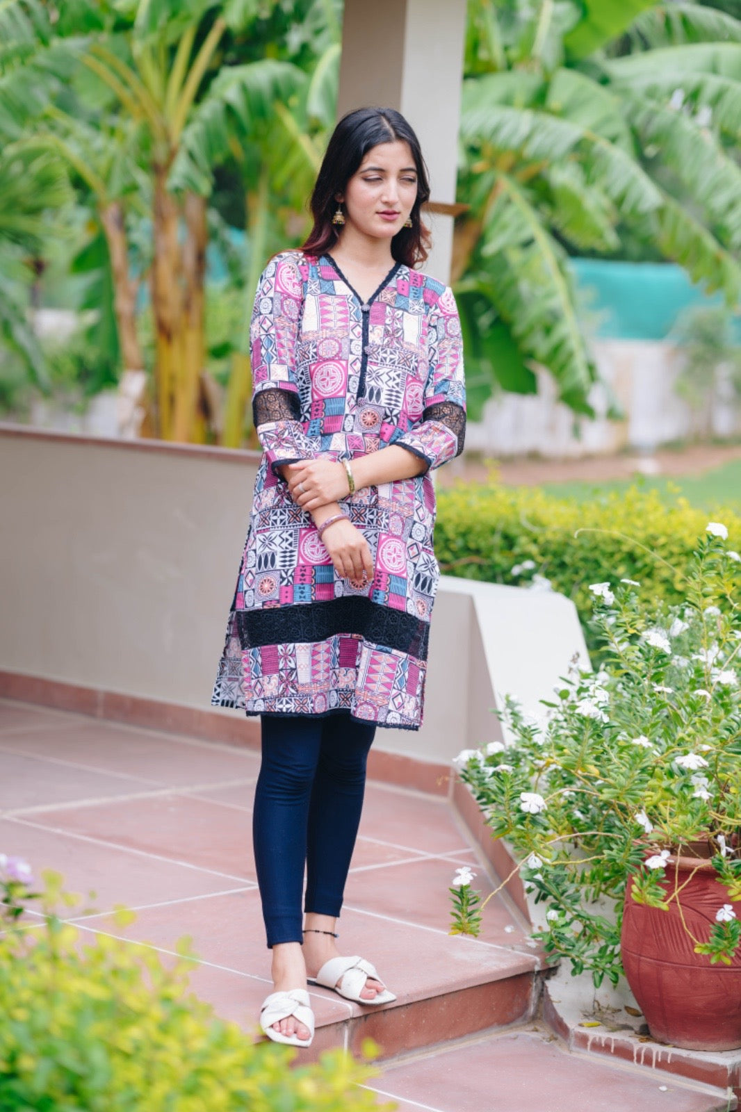 Pink Block print kurta