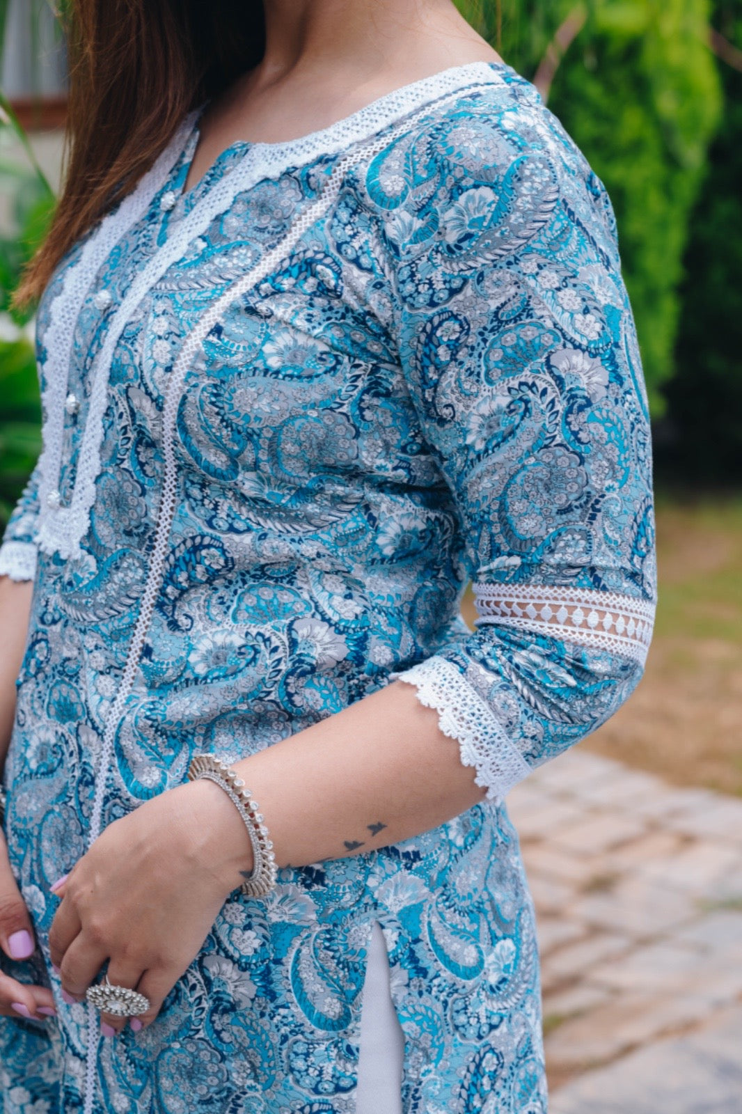 Arabic design Blue COTTON Kurta (Pakistani collection )