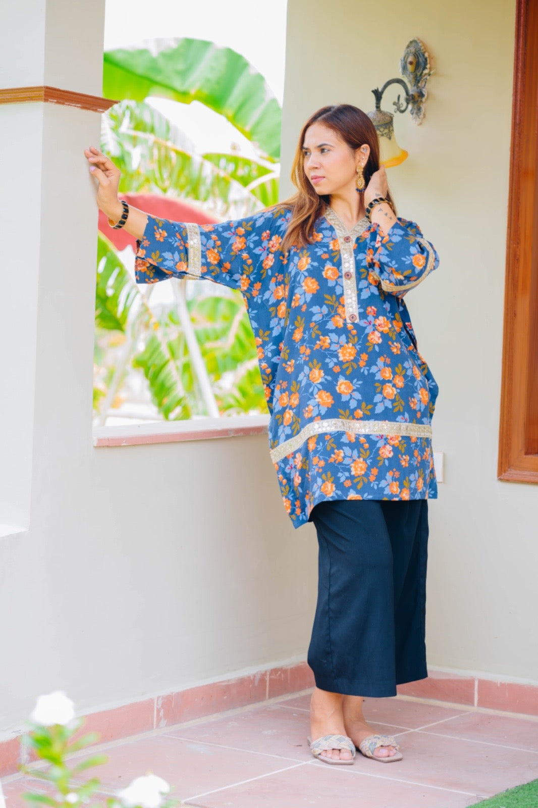 Floral loose fitted COTTON kaftan