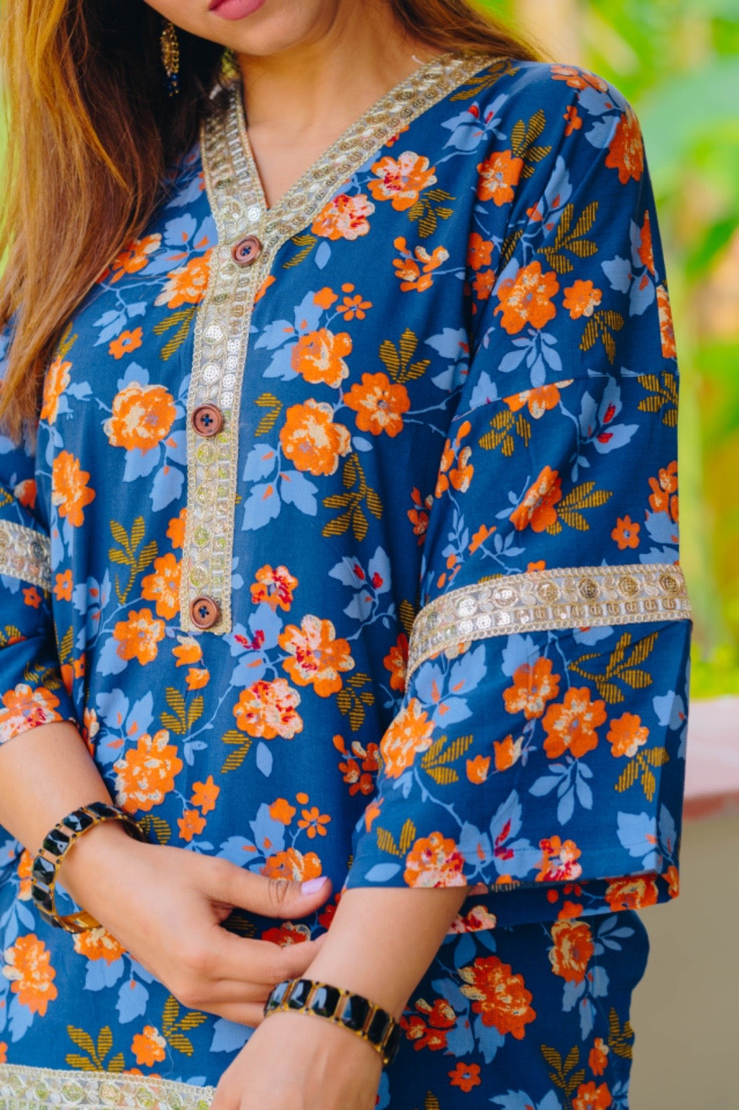 Floral loose fitted COTTON kaftan