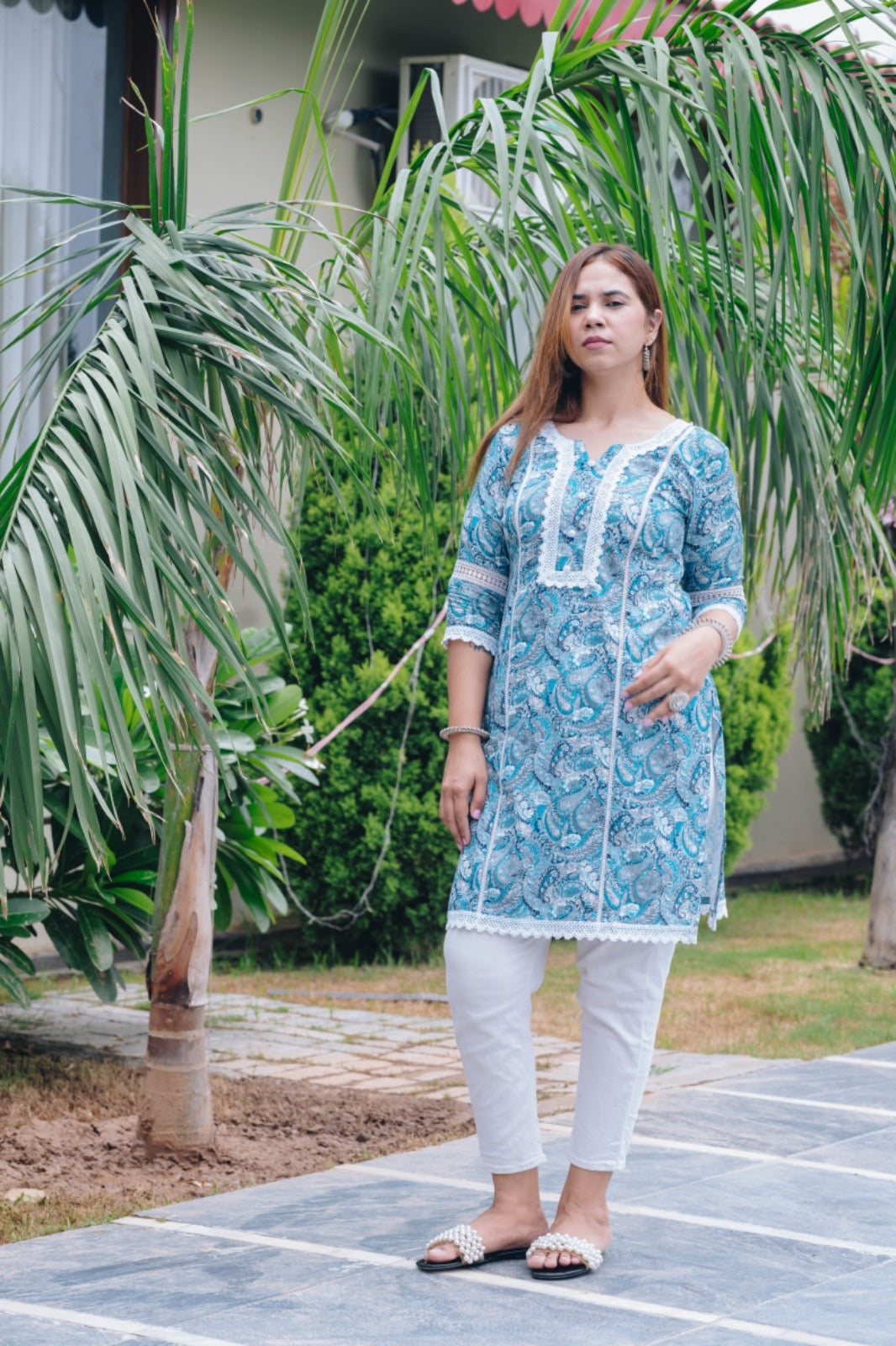 Arabic design Blue COTTON Kurta (Pakistani collection )