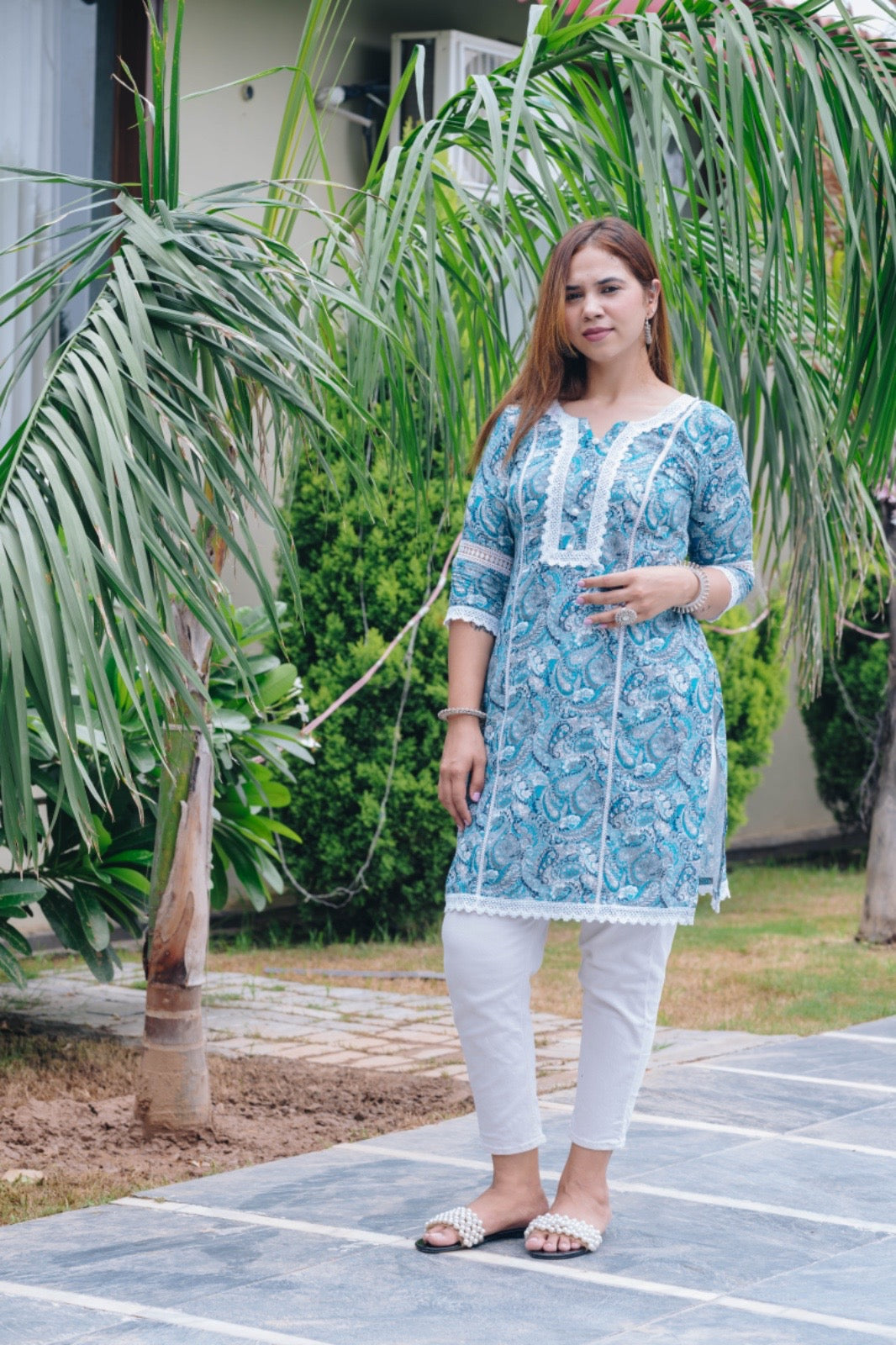 Arabic design Blue COTTON Kurta (Pakistani collection )