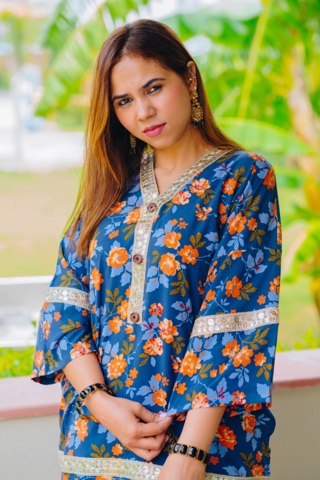 Floral loose fitted COTTON kaftan