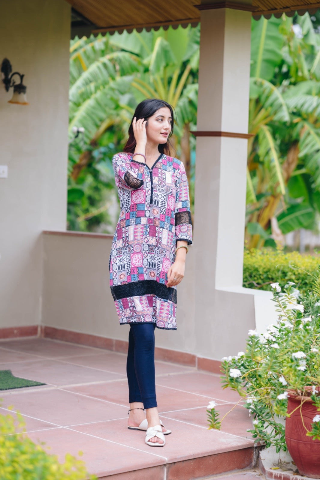 Pink Block print kurta