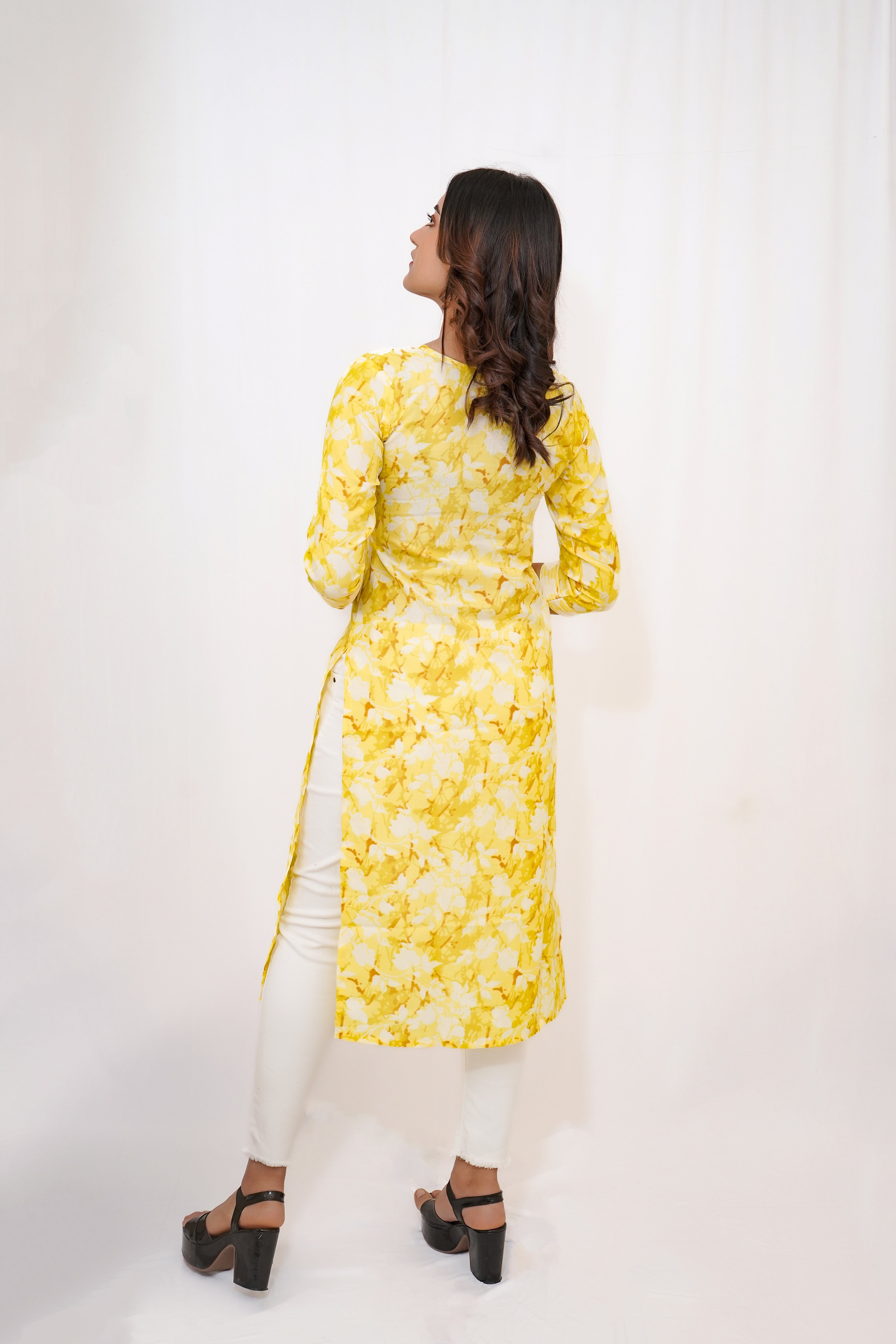 Floral Yellow Kurta with Embroidery