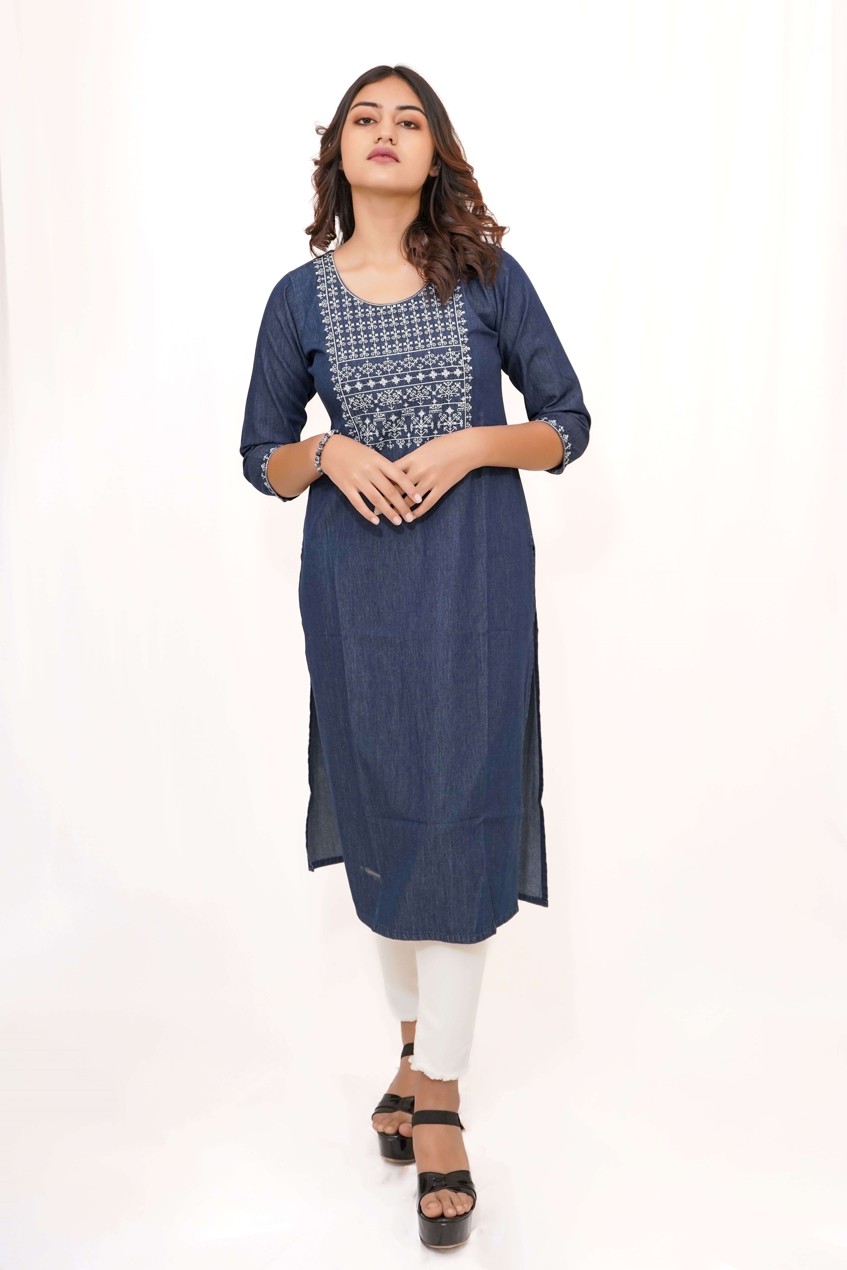 Denim Long Kurta