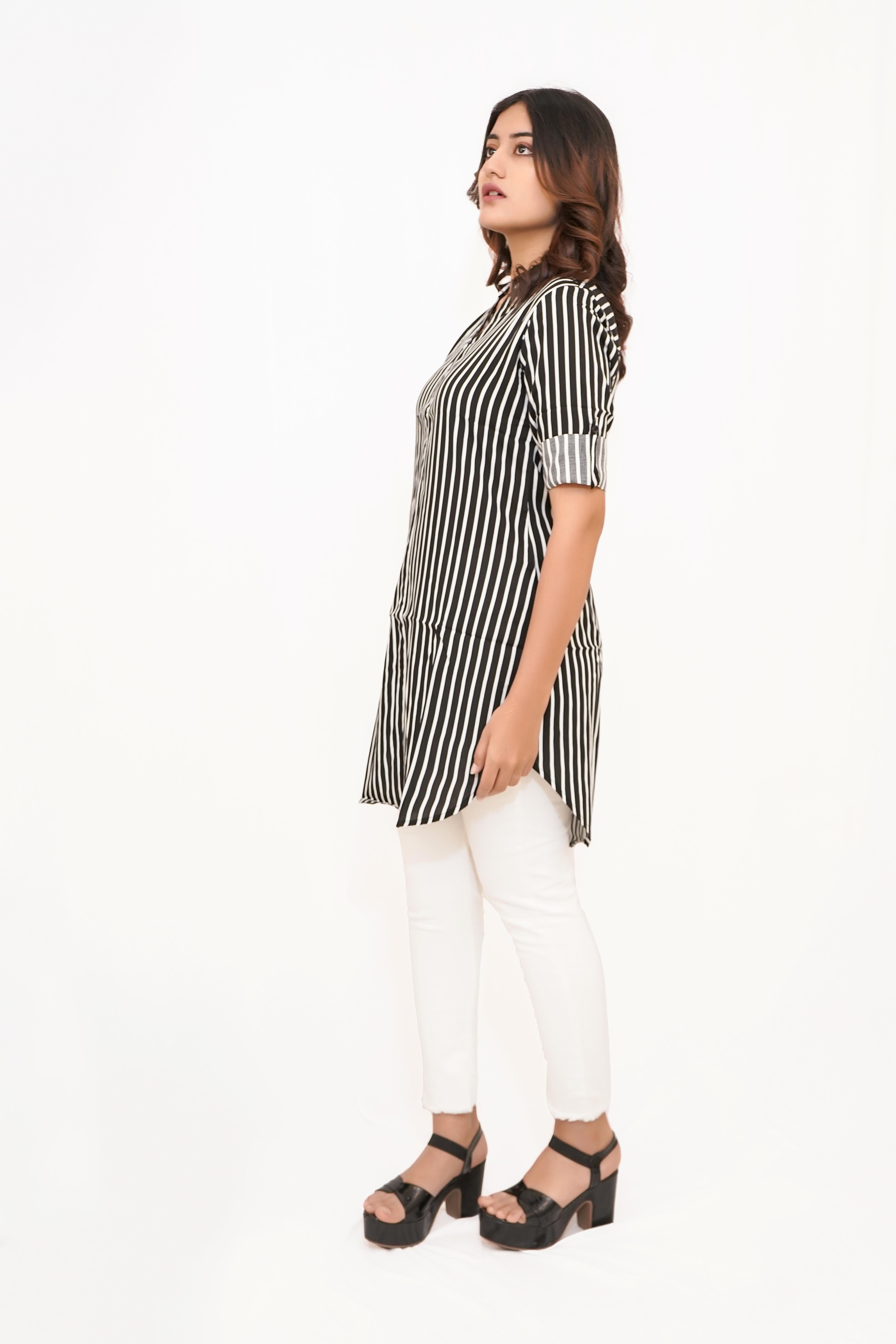 Black Striped Long Shirt