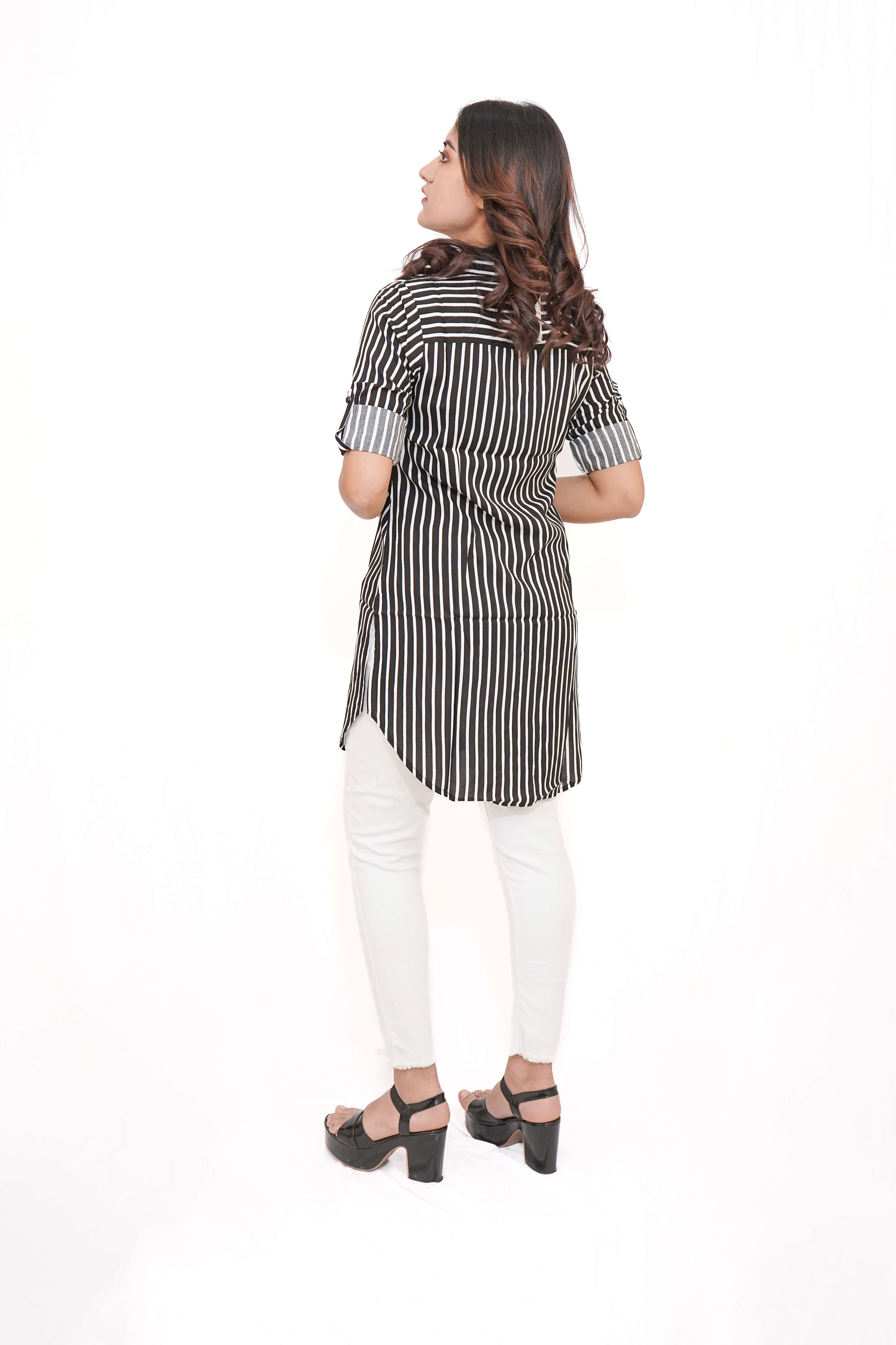 Black Striped Long Shirt