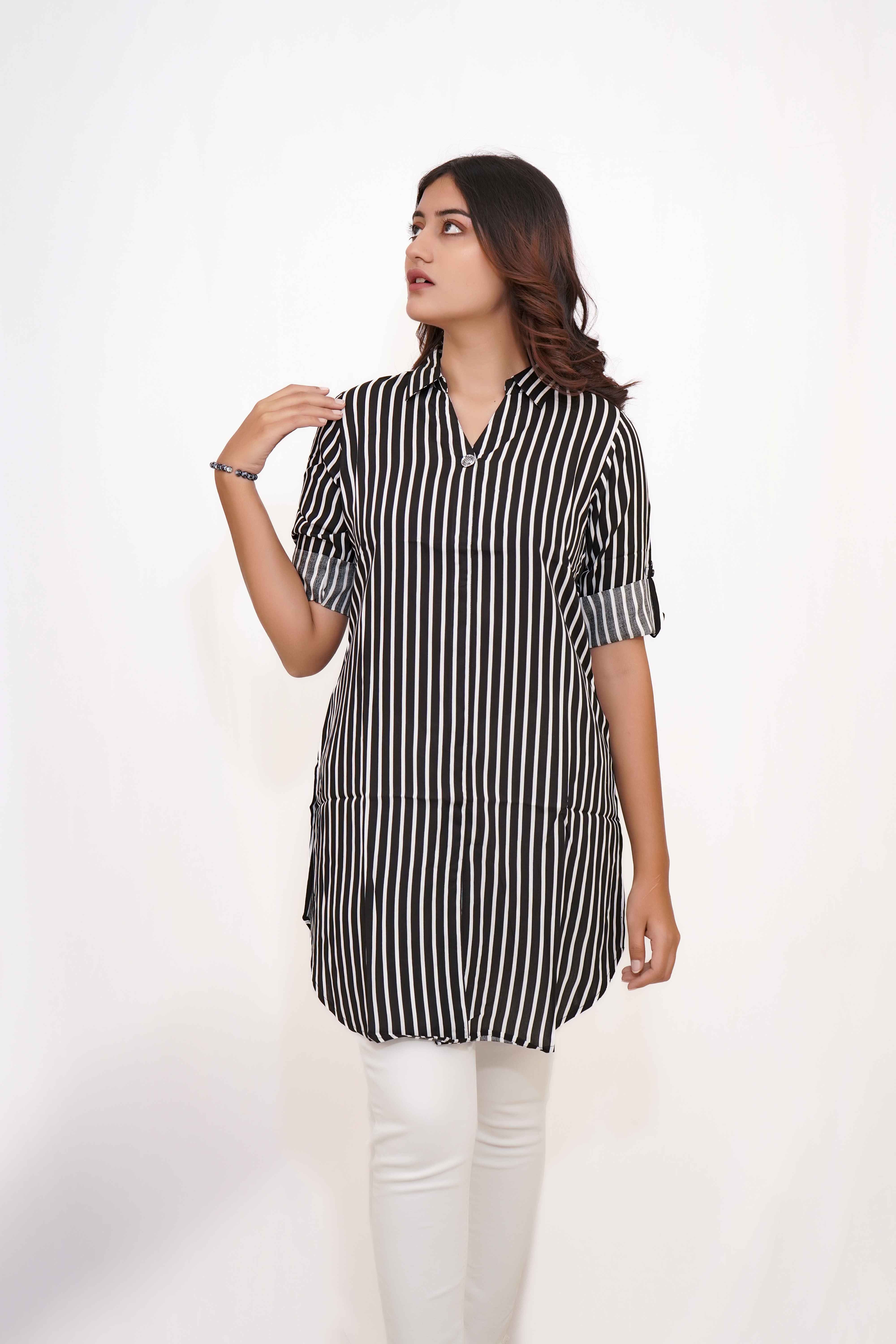 Black Striped Long Shirt