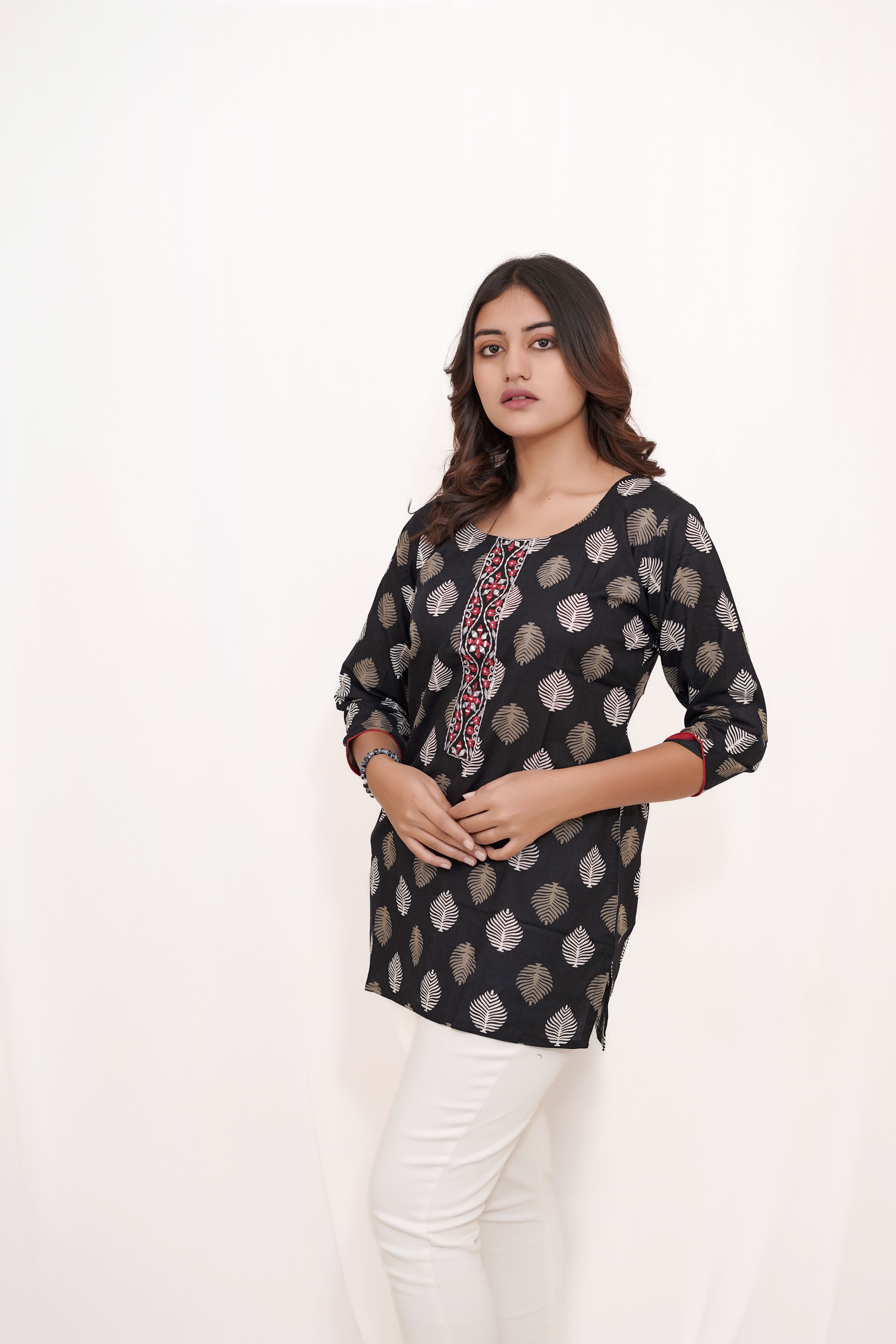 Black Short printed Kurta