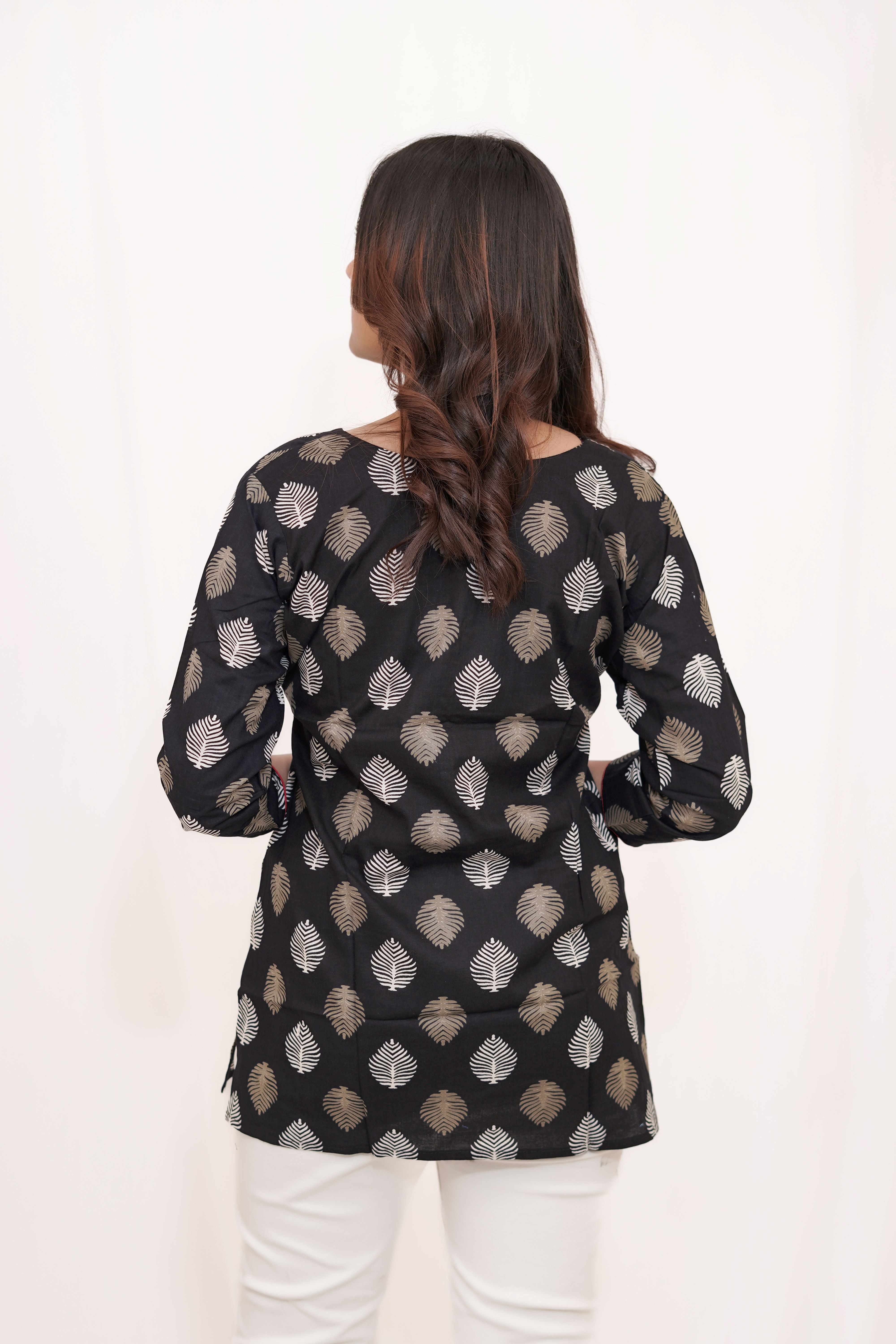 Black Short printed Kurta