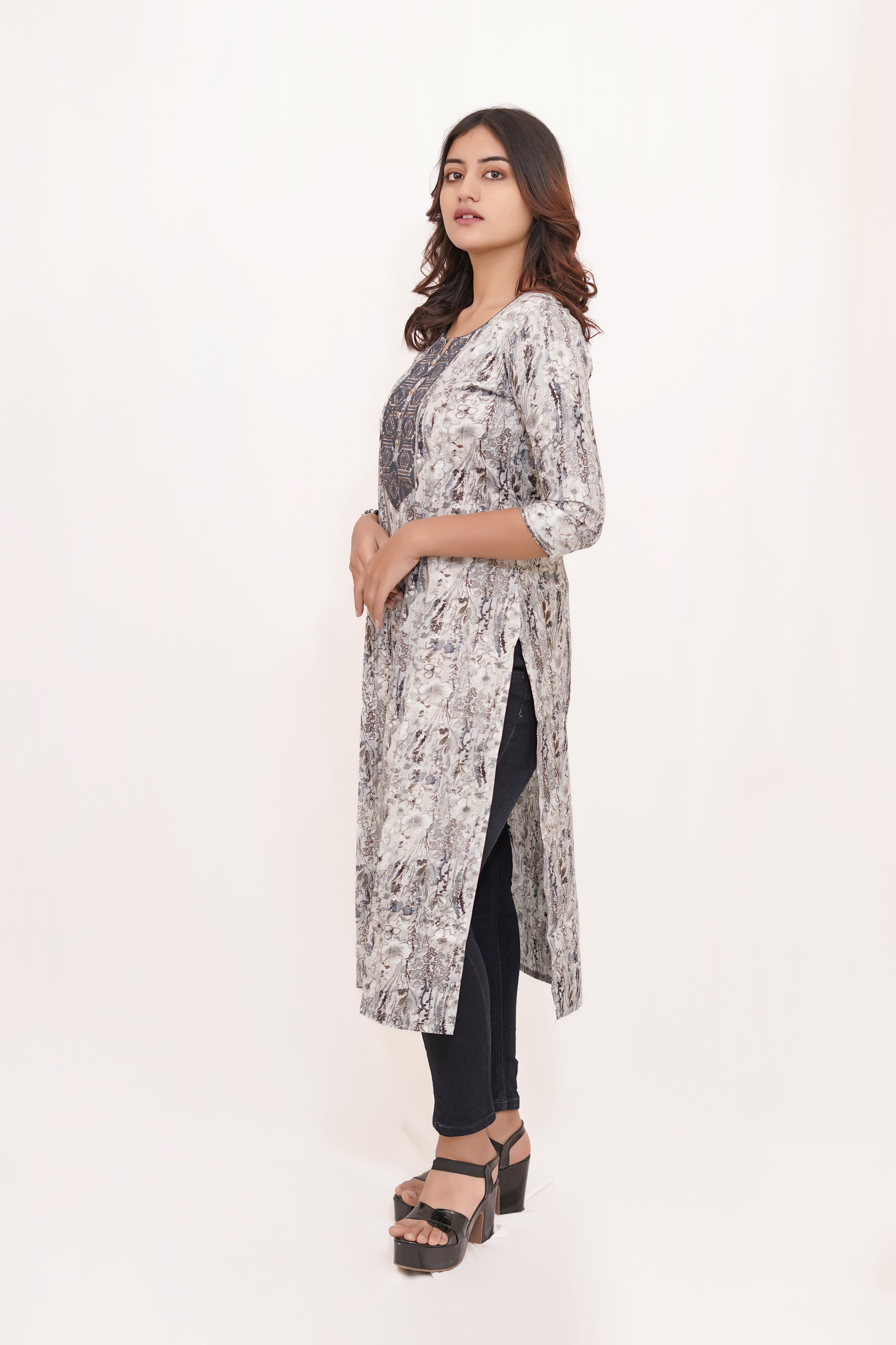 Grey Long Kurta