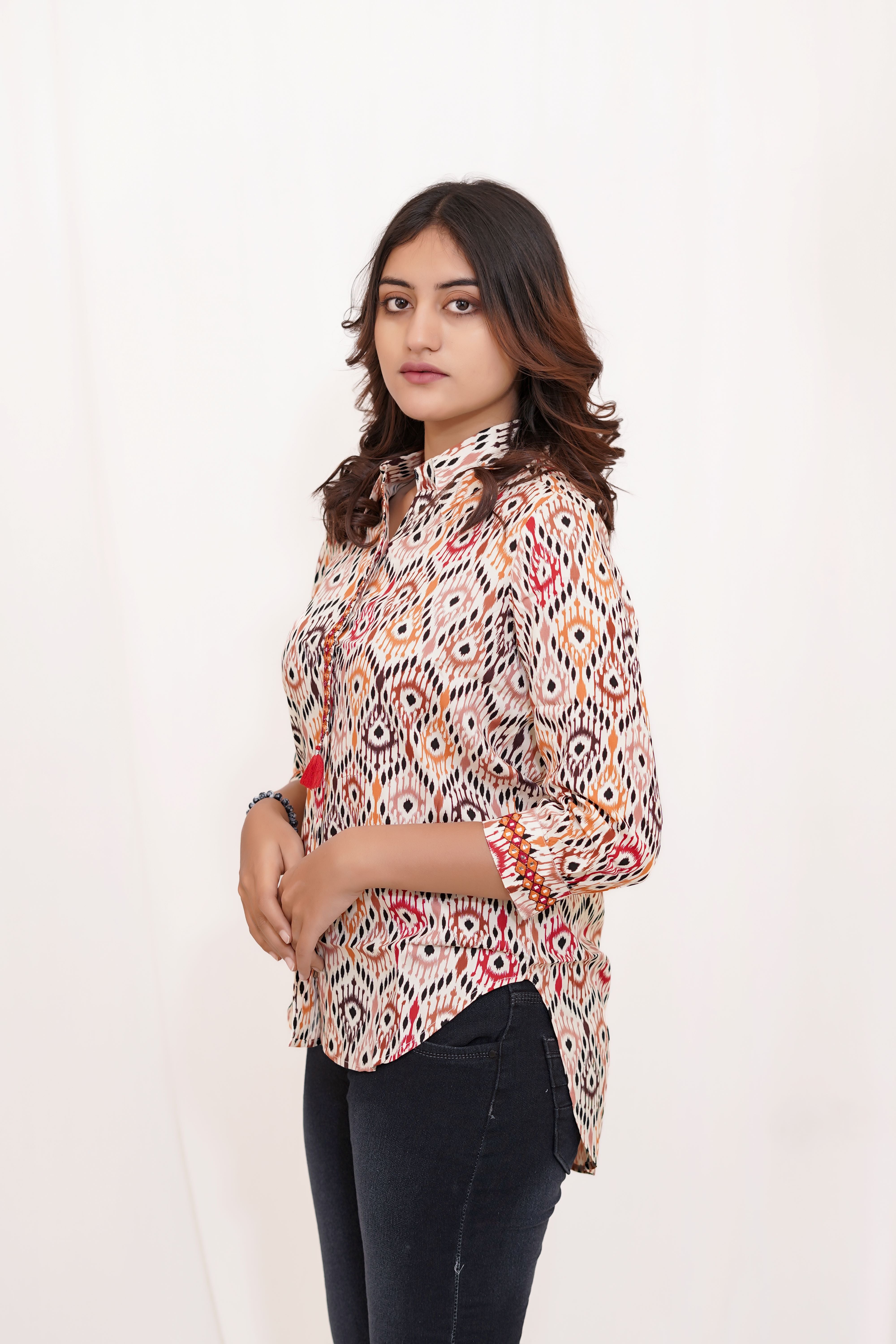 Orange printed Short Kurta