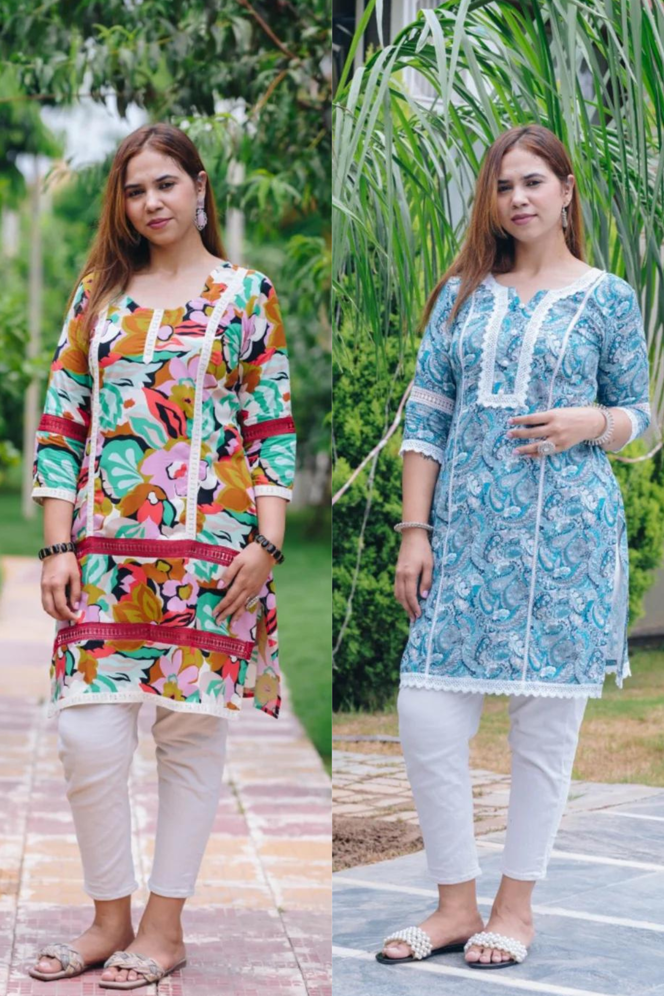 ABSTRACT PAKISTANI KURTI + ARABIC DESIGN BLUE COTTON KURTI