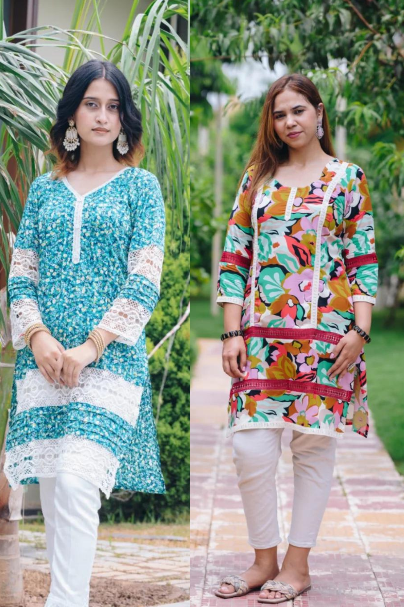 ABSTRACT PAKISTANI KURTI + MINI FLOWER KURTI