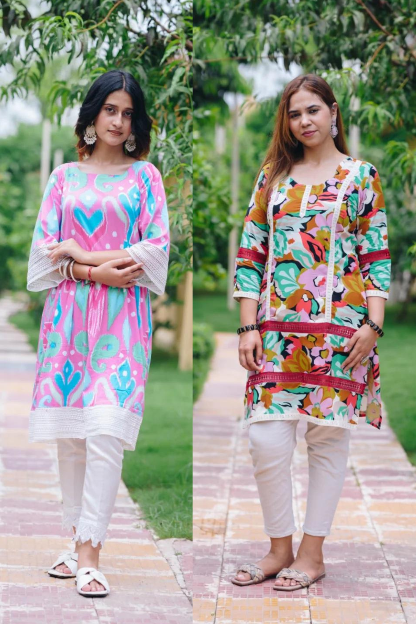 ABSTRACT PAKISTANI KURTI + BABY PINK FROCK STYLE KURTI