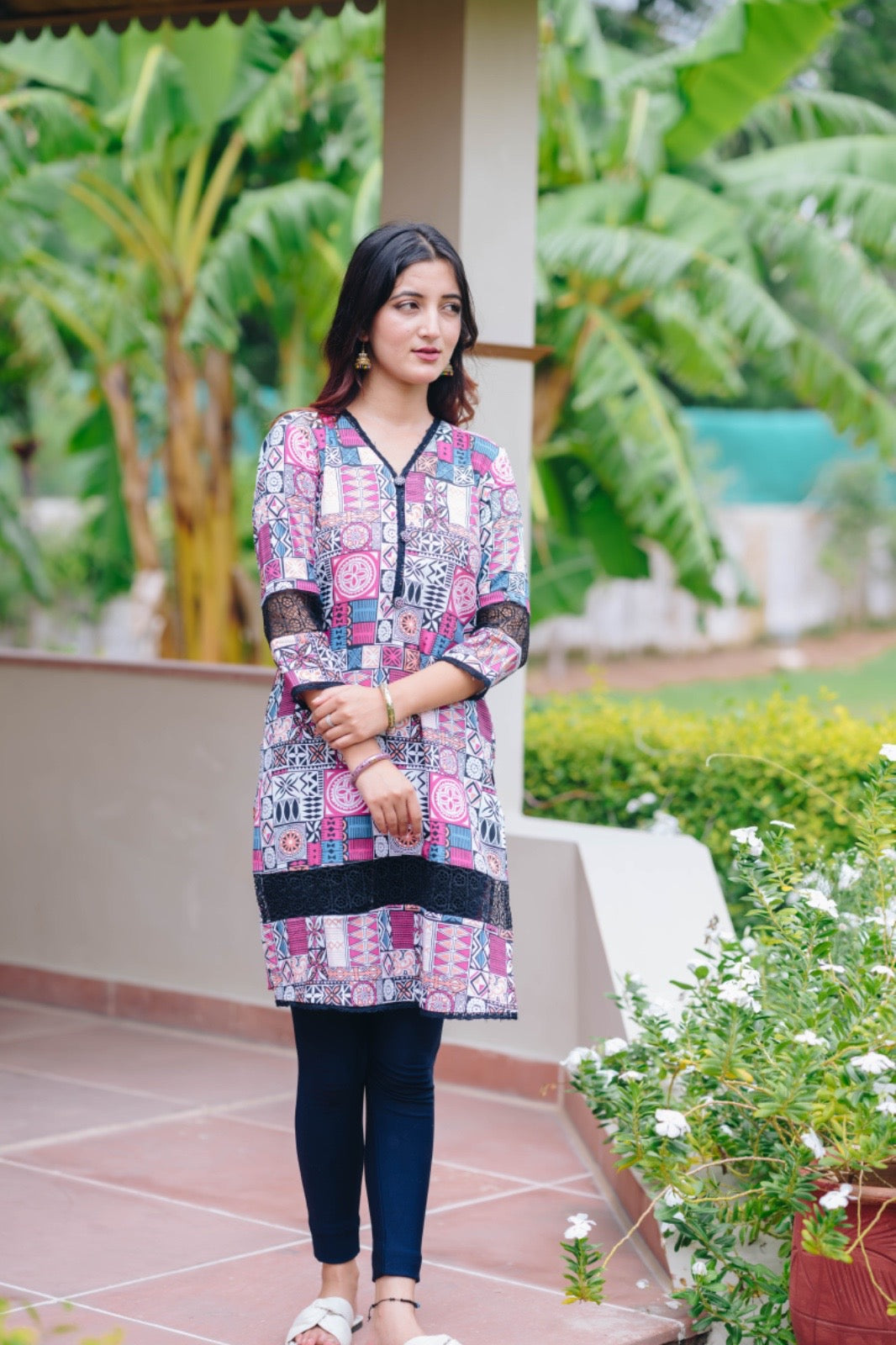 Pink Block print kurta