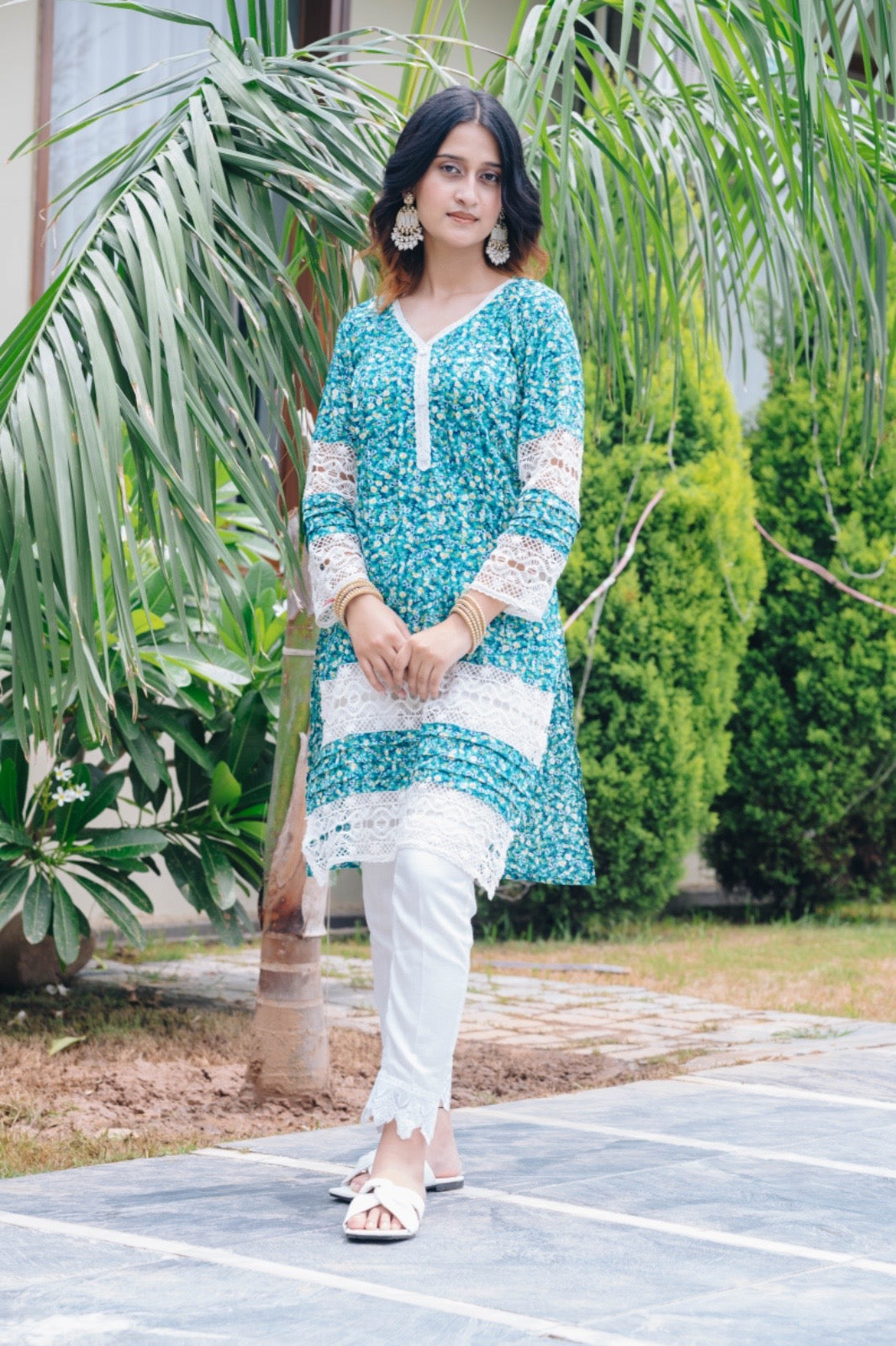 Mini flowers Blue COTTON kurta ( Pakistani Collection )