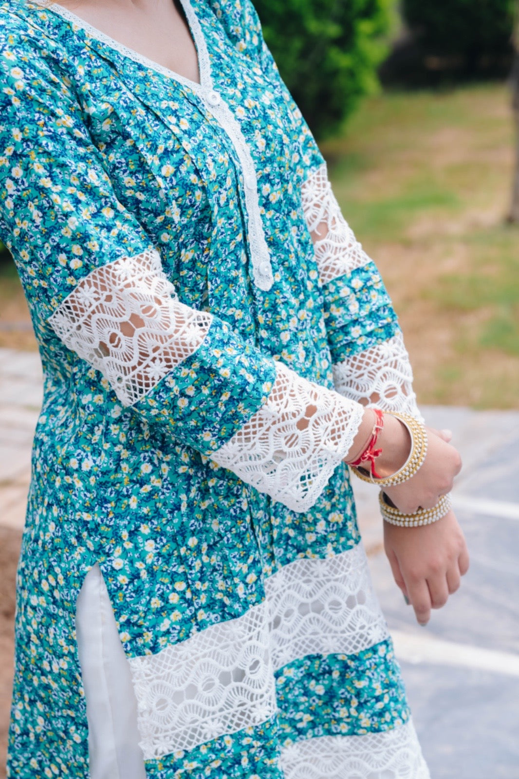 Mini flowers Blue COTTON kurta ( Pakistani Collection )